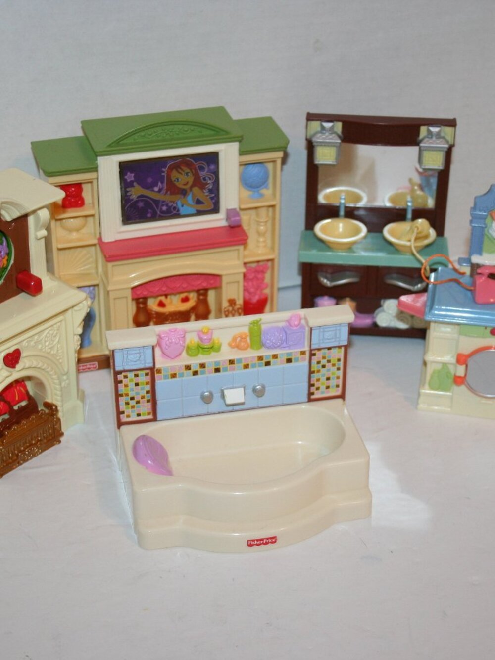 Fisher Price (5) Loving Family DollHouse Appliance & Furniture Set Lot - Picture 4 of 9